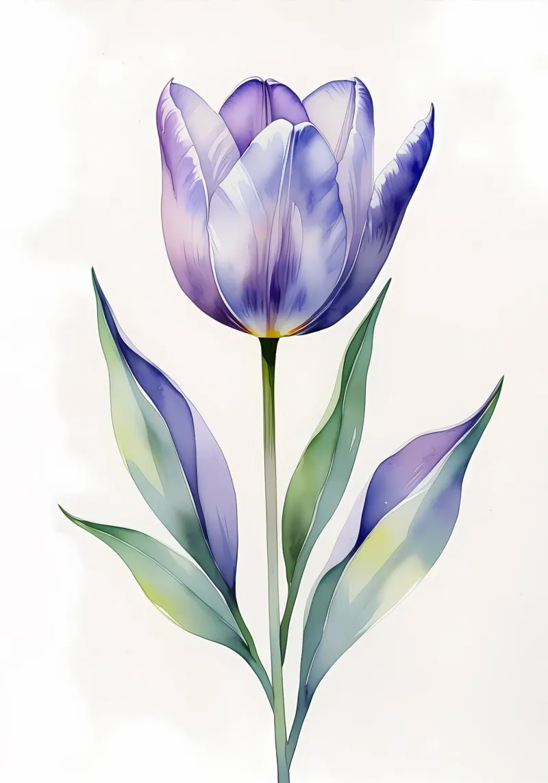 Pittura ad acquerello di tulipani viola pellicola backlit da Bloom And Brush
