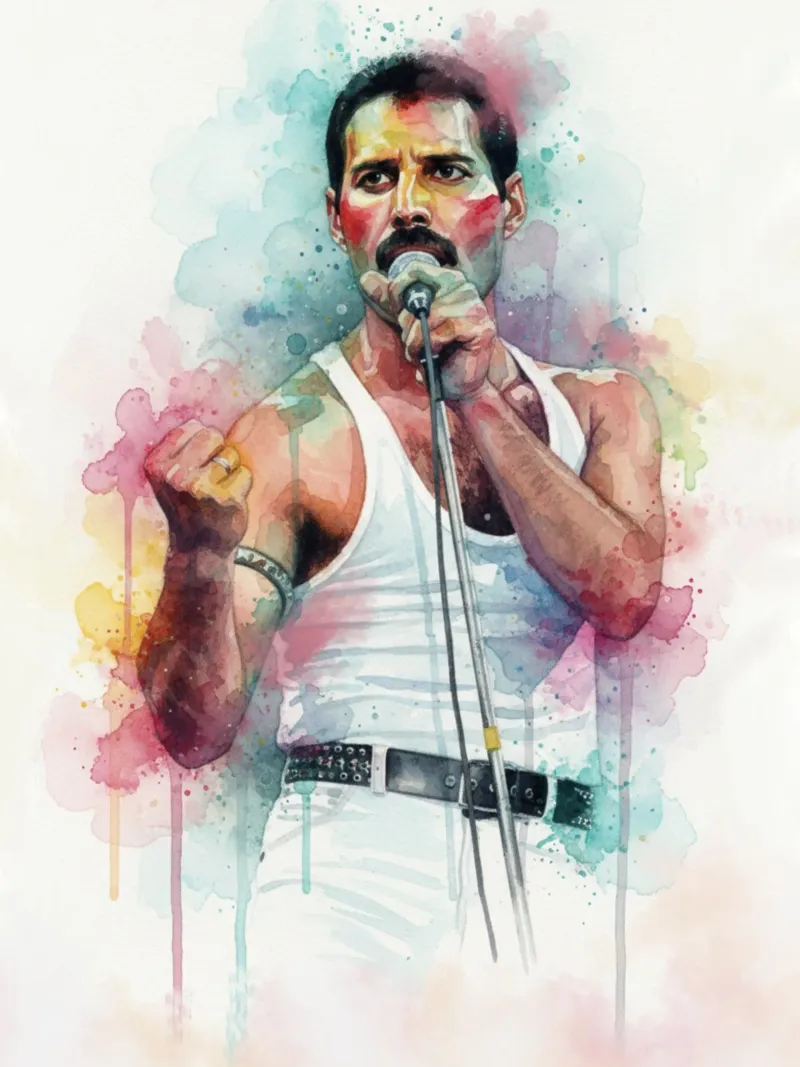 Freddie Mercury abstracte kleurrijke kunst canvas van Kalis