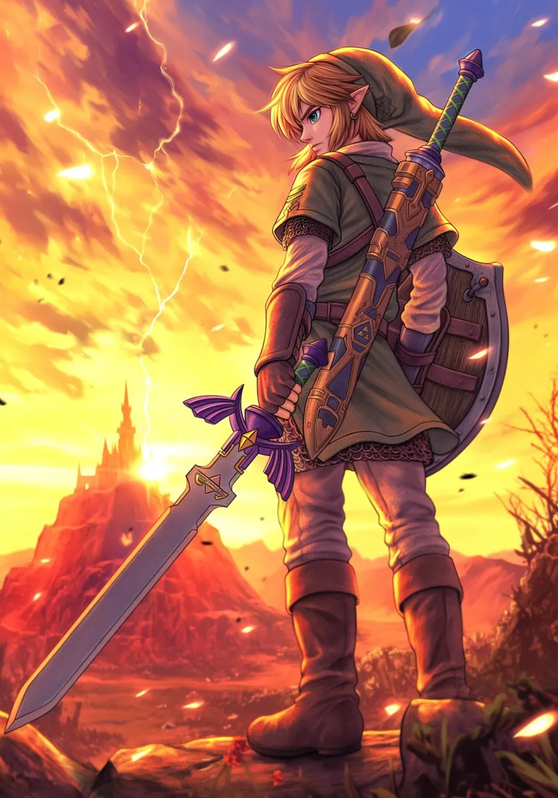Link from The Legend of Zelda poster con telaio in alluminio da Stellar Creative