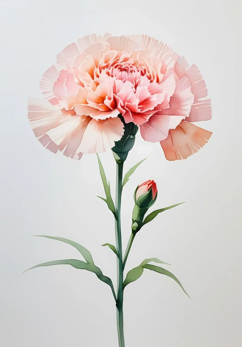 Garofano rosa Pittura ad acquerello alluminio dibond da Bloom And Brush