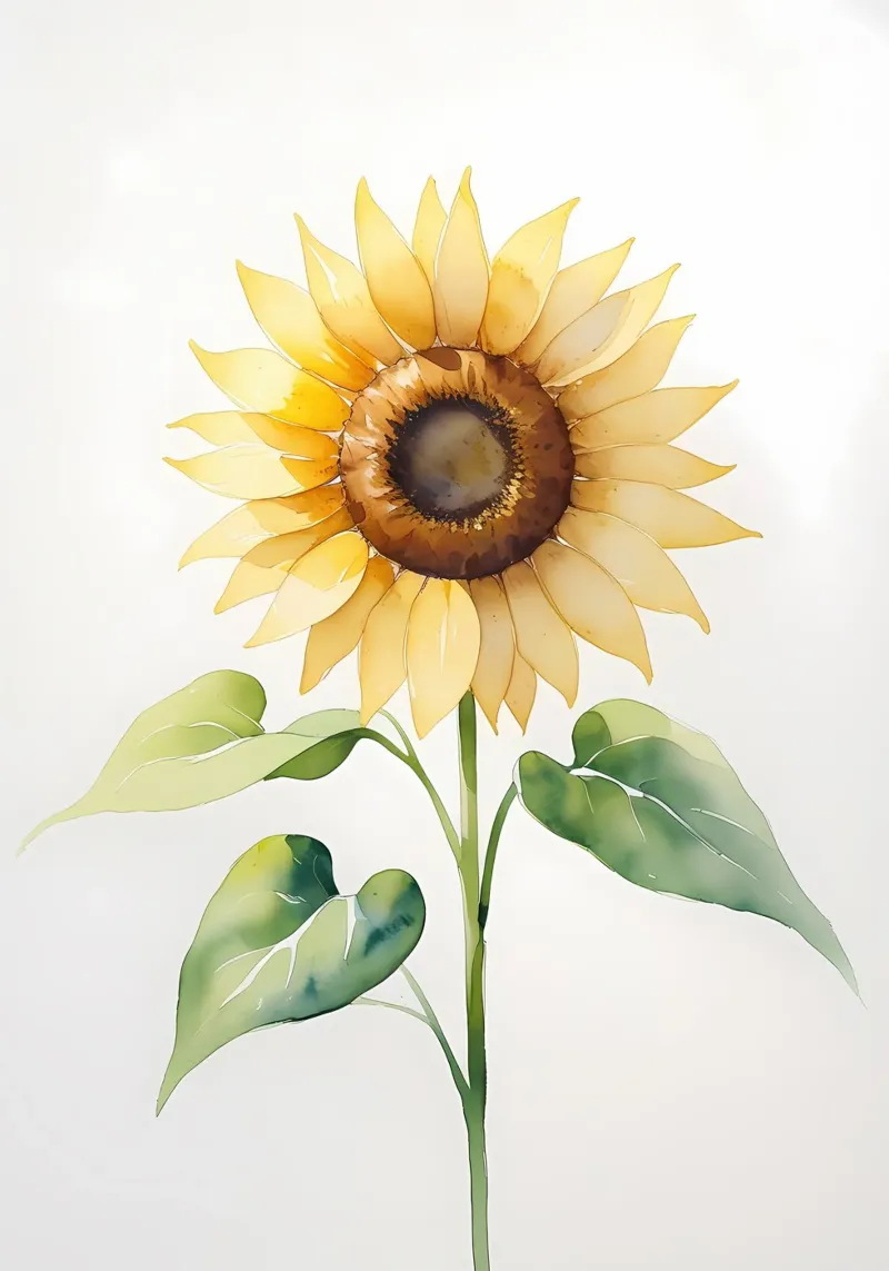 Girasole dipinto ad acquerello carta hahnemühle da Bloom And Brush