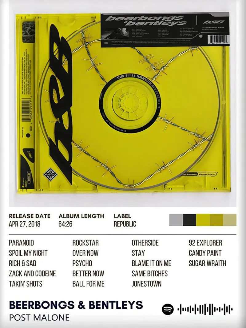 Post Malone Beerbongs and Bentleys alluminio dibond da Roronoa7