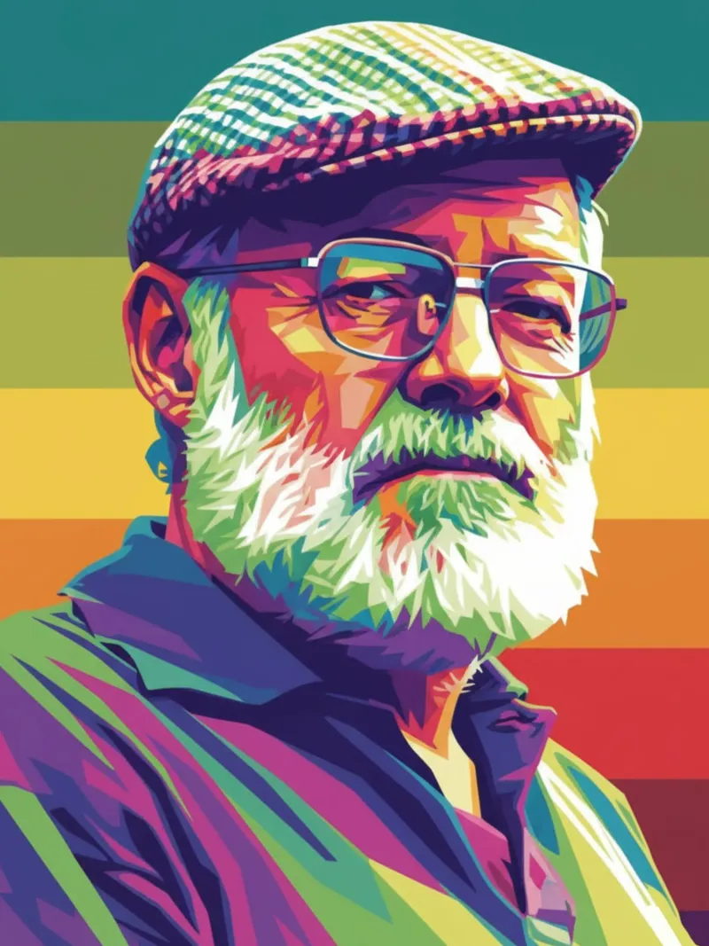 Ernest Hemingway ritratto colorato in stile pop art plexiglass da Hantamrata