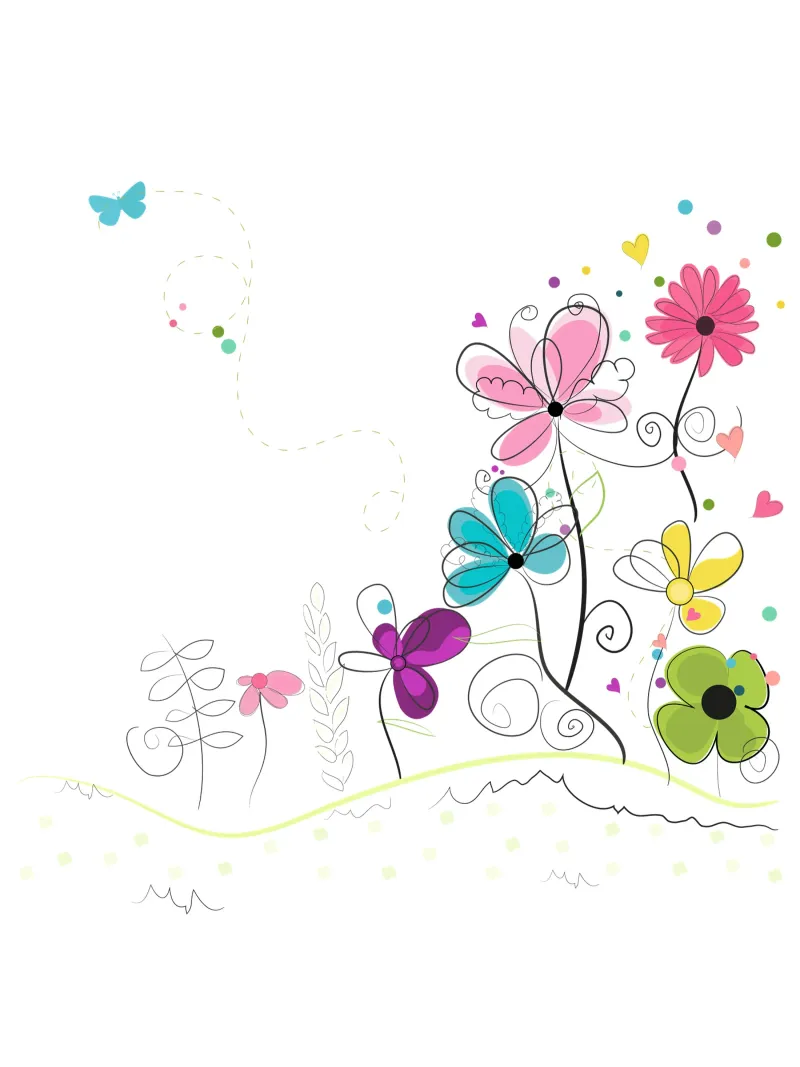 Spring time abstract colorful doodle flowers canvas by GalerieGG