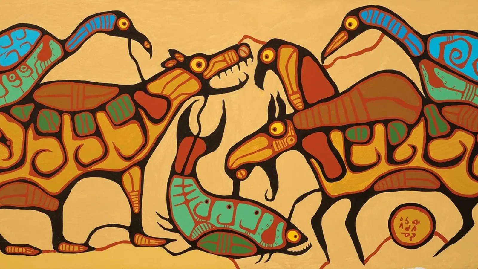 Norval Morrisseau Unità animale alluminio dibond da Riley Art Studio