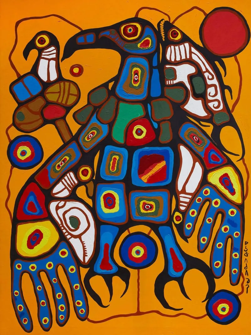 Norval Morrisseau Uomo che si trasforma in Thunderbird pellicola backlit da Riley Art Studio