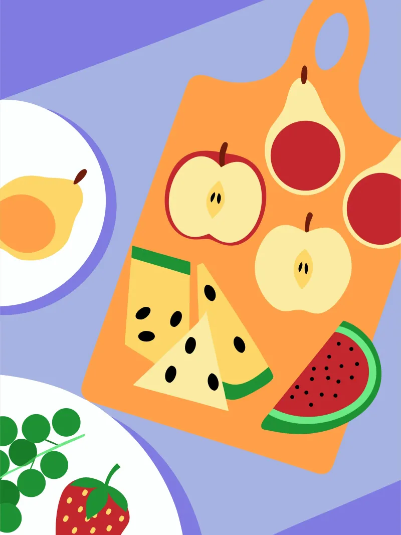 Frutta fresca su tagliere carta hahnemühle da OFFICIAL FRUIT & VEGETABLES