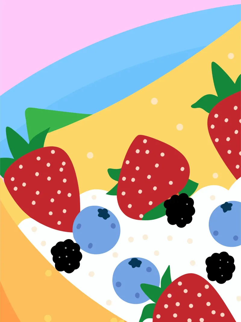 Torta con fragole e mirtilli plexiglass da OFFICIAL FRUIT & VEGETABLES