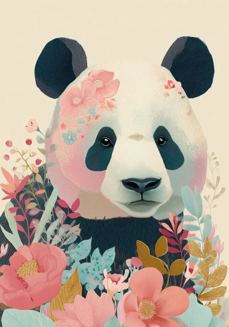Panda in Bloom pellicola backlit da Luca