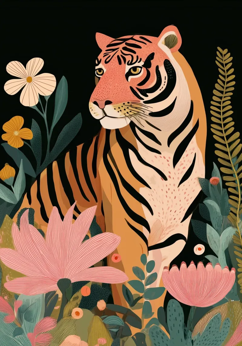 Wild Harmony -Tiger in Flowers pellicola backlit da Luca