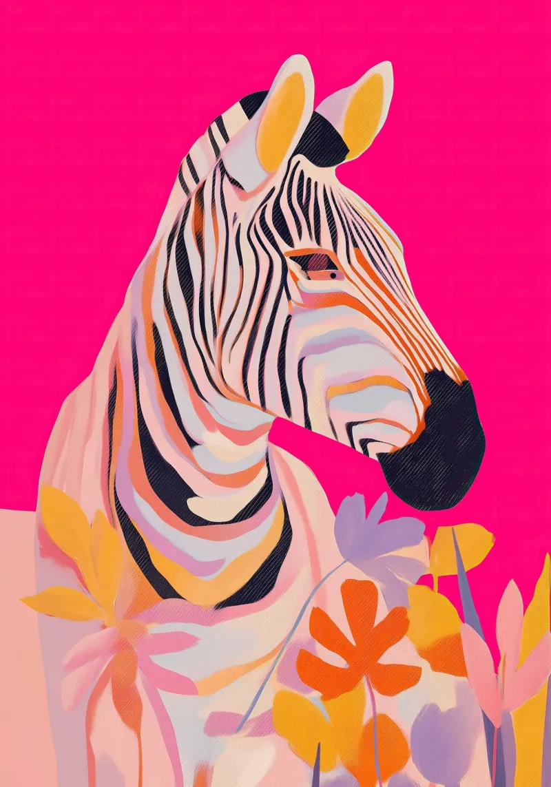 Electric Bloom - Zebra in Magenta metacrilato de Luca