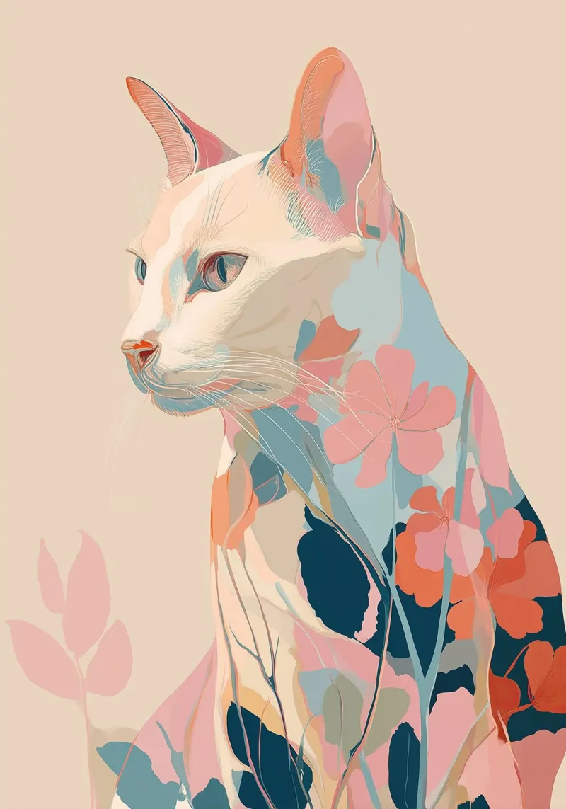 Serene Cat in Bloom tela da Luca