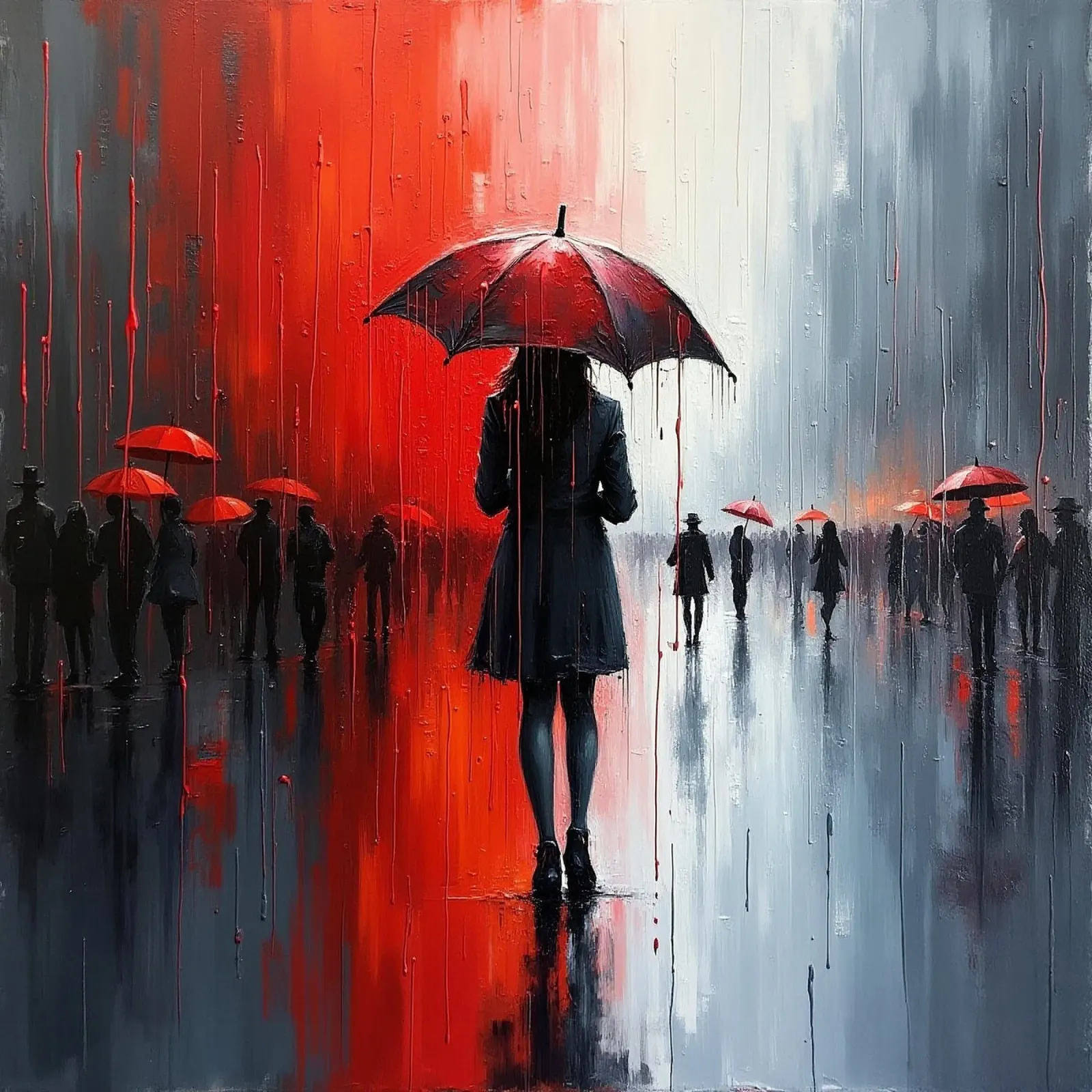 Walk in the rain_ombrello rosso_2 carta hahnemühle da Fantasie & Mystikwelten by LK