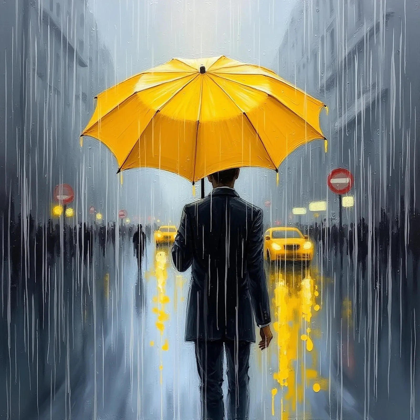 Camminare sotto la pioggia_ombrello giallo_2 pellicola backlit da Fantasie & Mystikwelten by LK