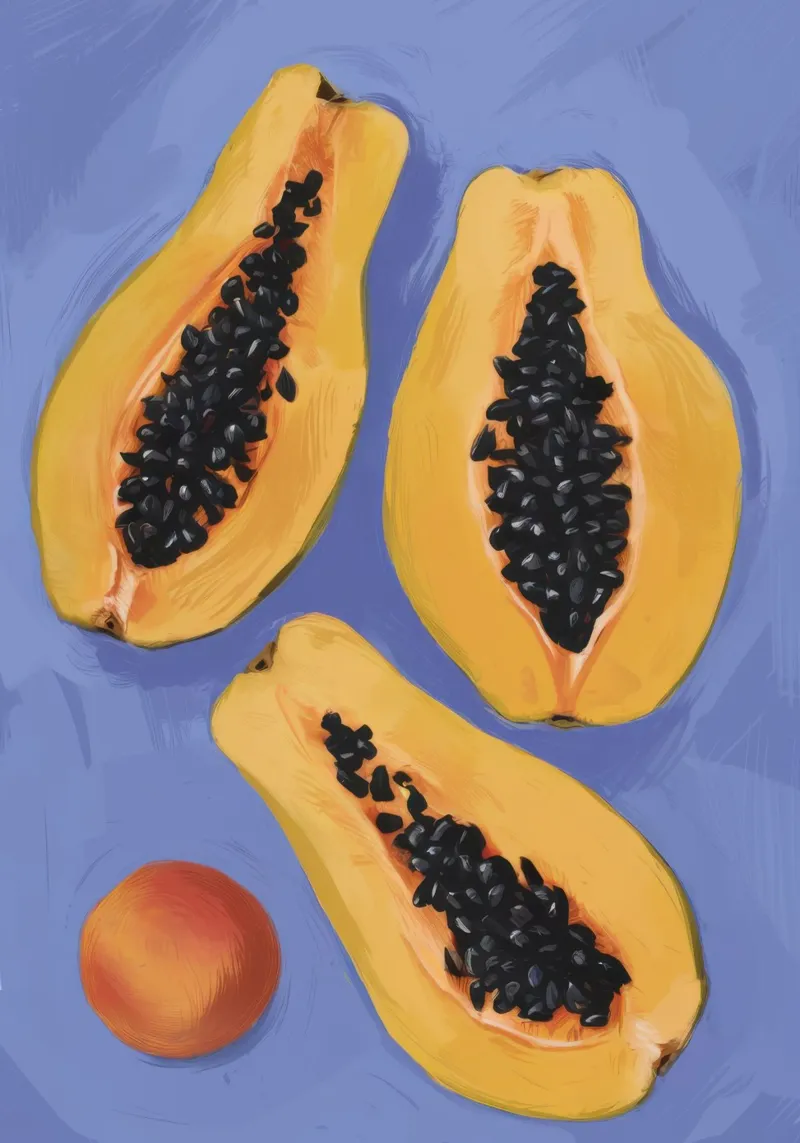Semplicità del piatto di papaya pellicola backlit da Sun Riser