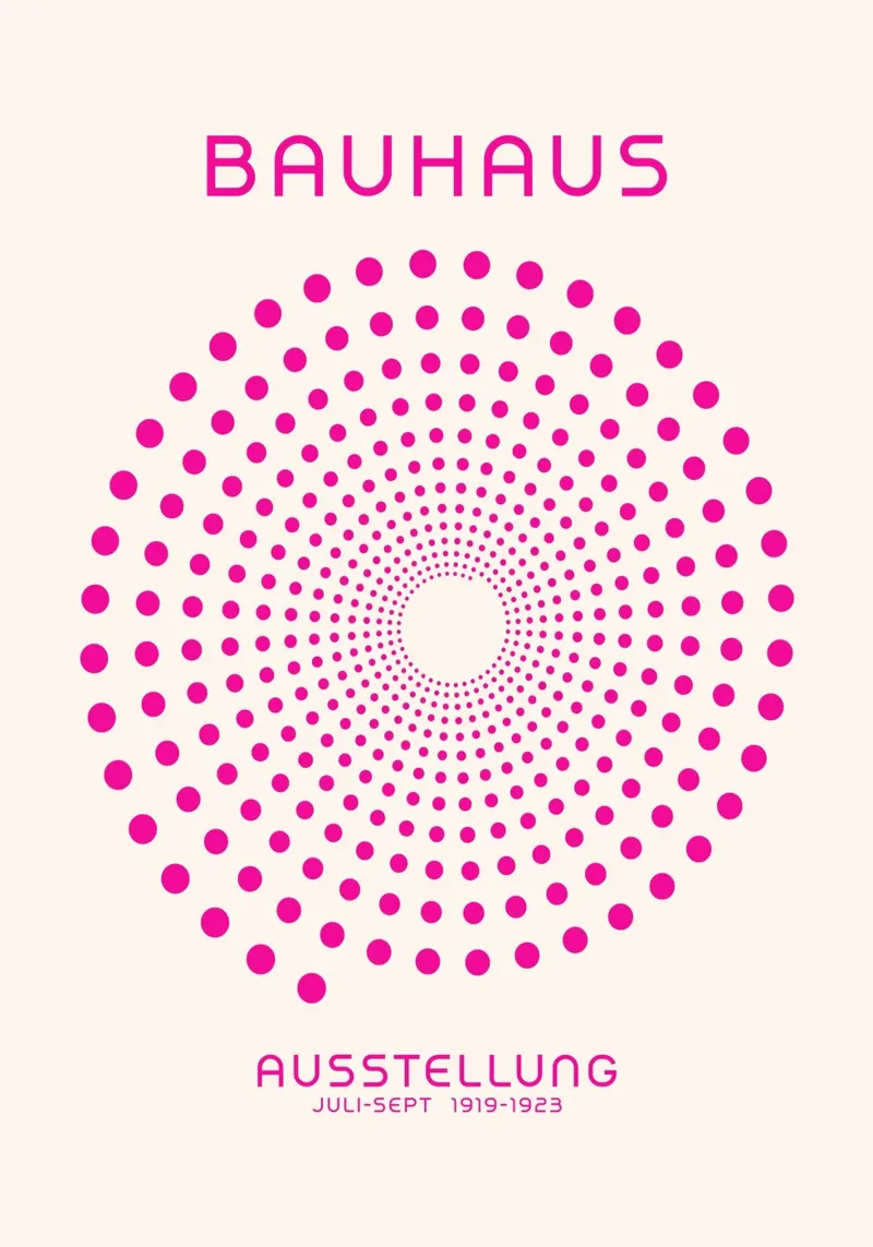 Bauhaus Concentric Dot Poster Rosa caldo Geometrico Op Art Pop carta hahnemühle da Grungeo