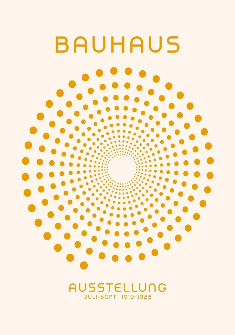 Poster a punti concentrici Bauhaus Giallo Illus ottico geometrico carta hahnemühle da Grungeo