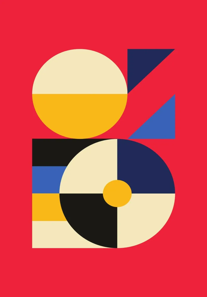 Red Bauhaus Geometric | Modern Abstract Circles Art Print hahnemühle by Grungeo