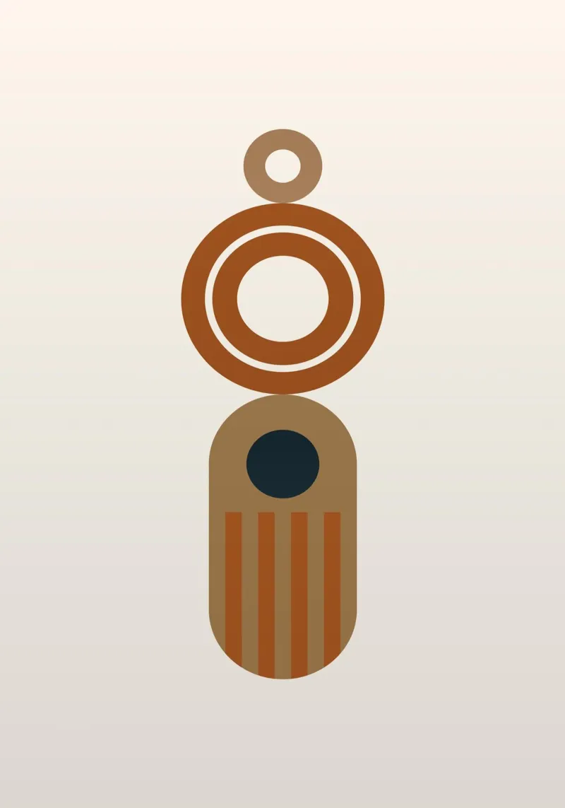 Totem astratto in terracotta - Orecchino minimalista Boho - Shap carta hahnemühle da Grungeo