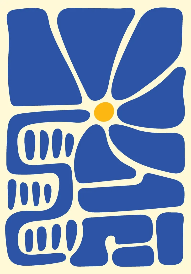 Blaue Blume abstrakt Hahnemühle von Studio Fun Boy