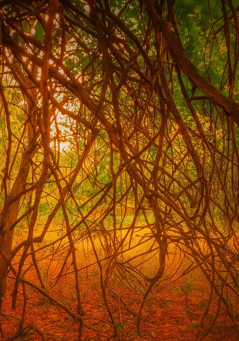 rami di alberi che pendono verso il suolo carta hahnemühle da PASMING