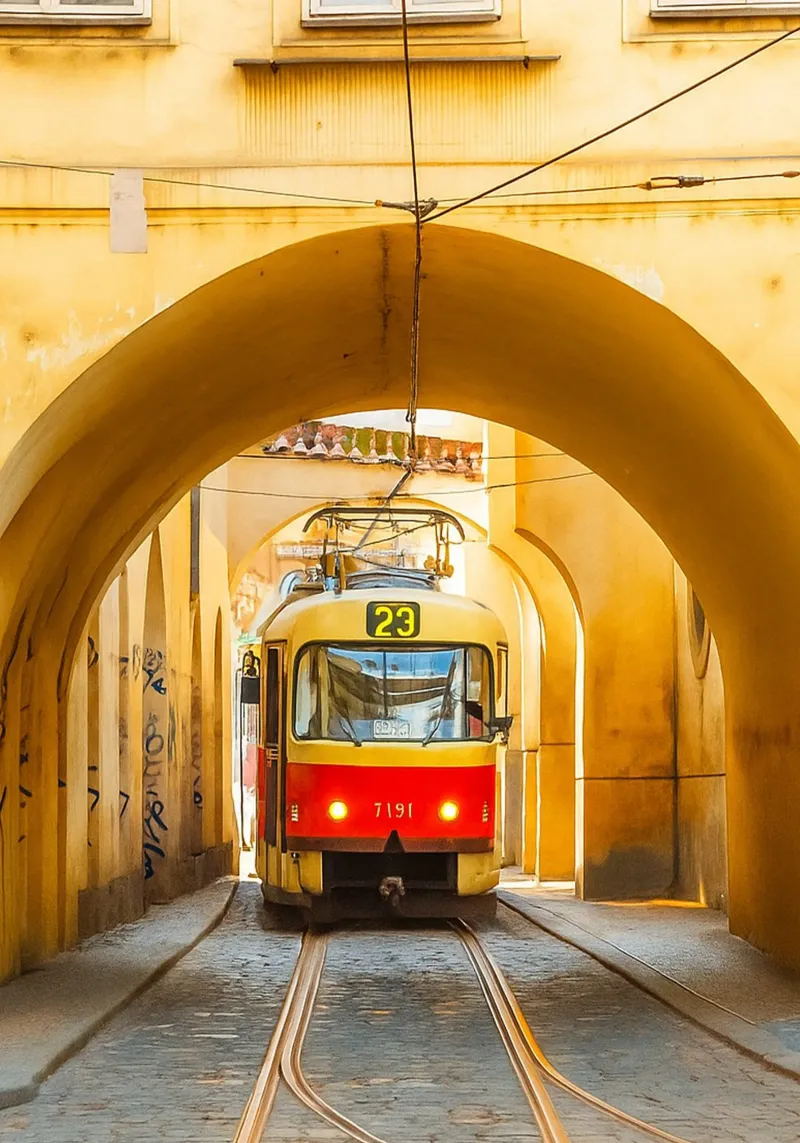 tunnel del tram d'epoca in città poster da PASMING
