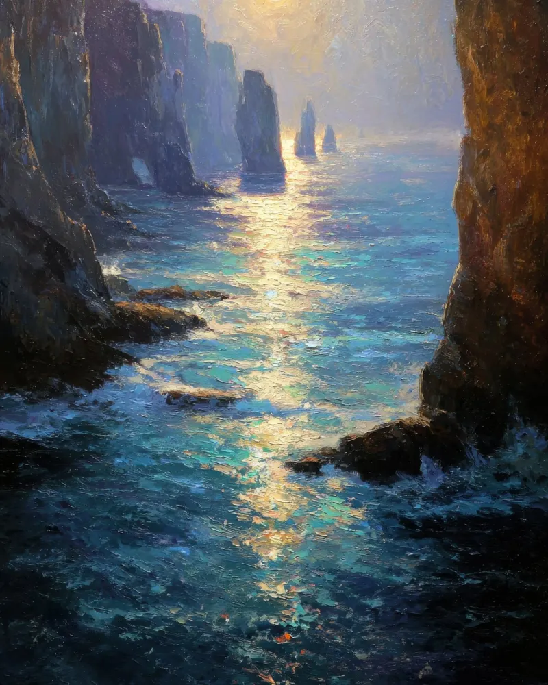 Golden Light on Coastal Cliffs canvas by Artbyvo