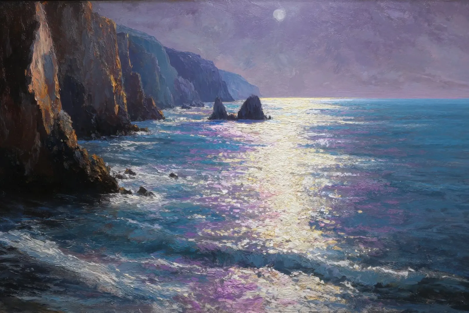 Riflessi di luna sul mare tela da Artbyvo