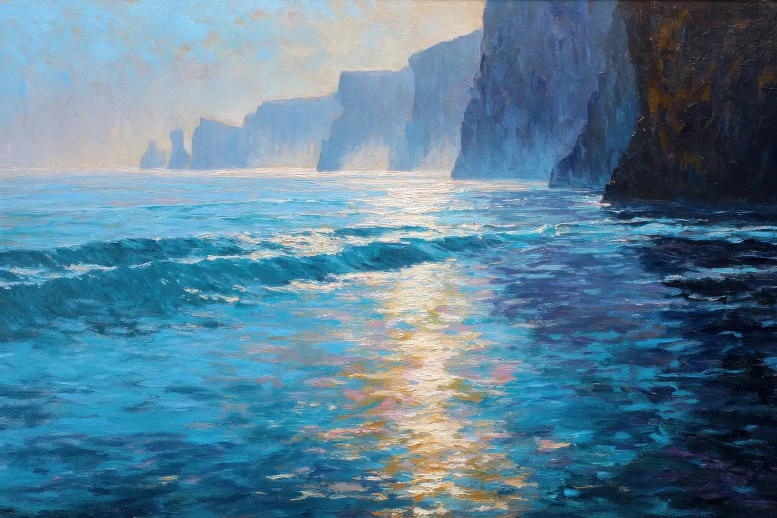 Luce del mattino sul mare tela da Artbyvo
