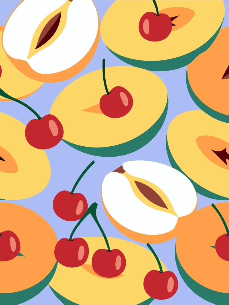 Pesche e ciliegie fresche plexiglass da OFFICIAL FRUIT & VEGETABLES