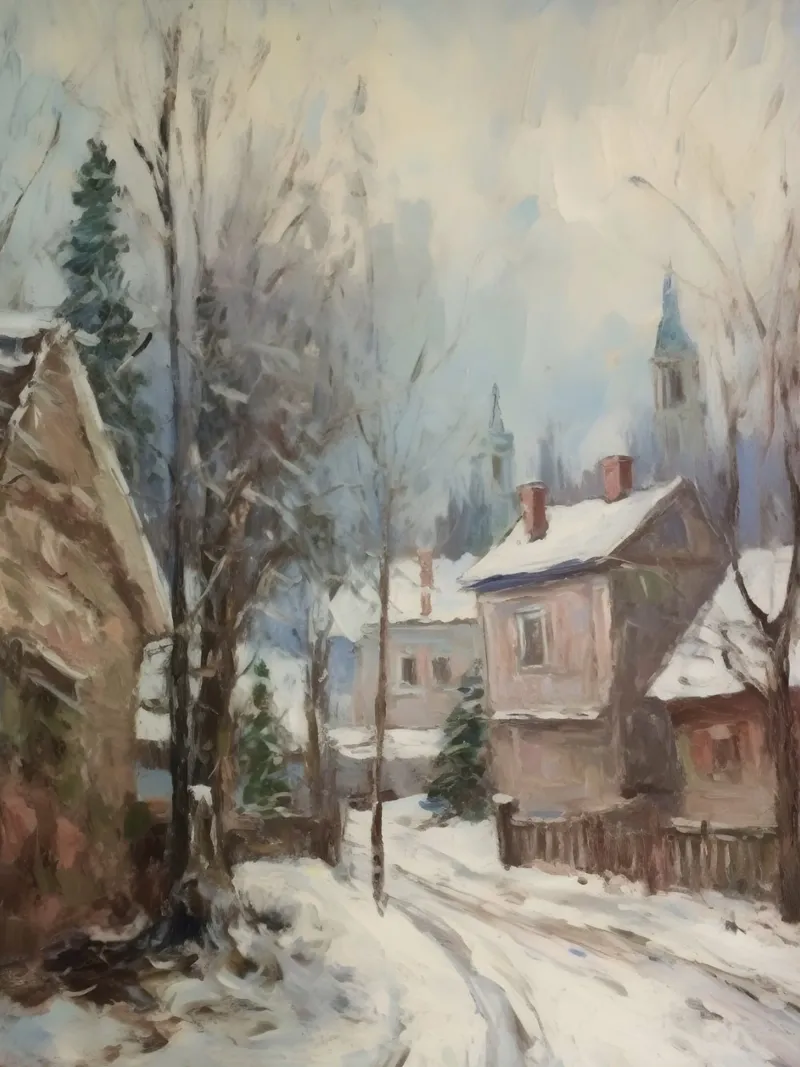Mattine d'inverno in paese: strade tranquille e guglie della chiesa pellicola backlit da Cozy Vibes