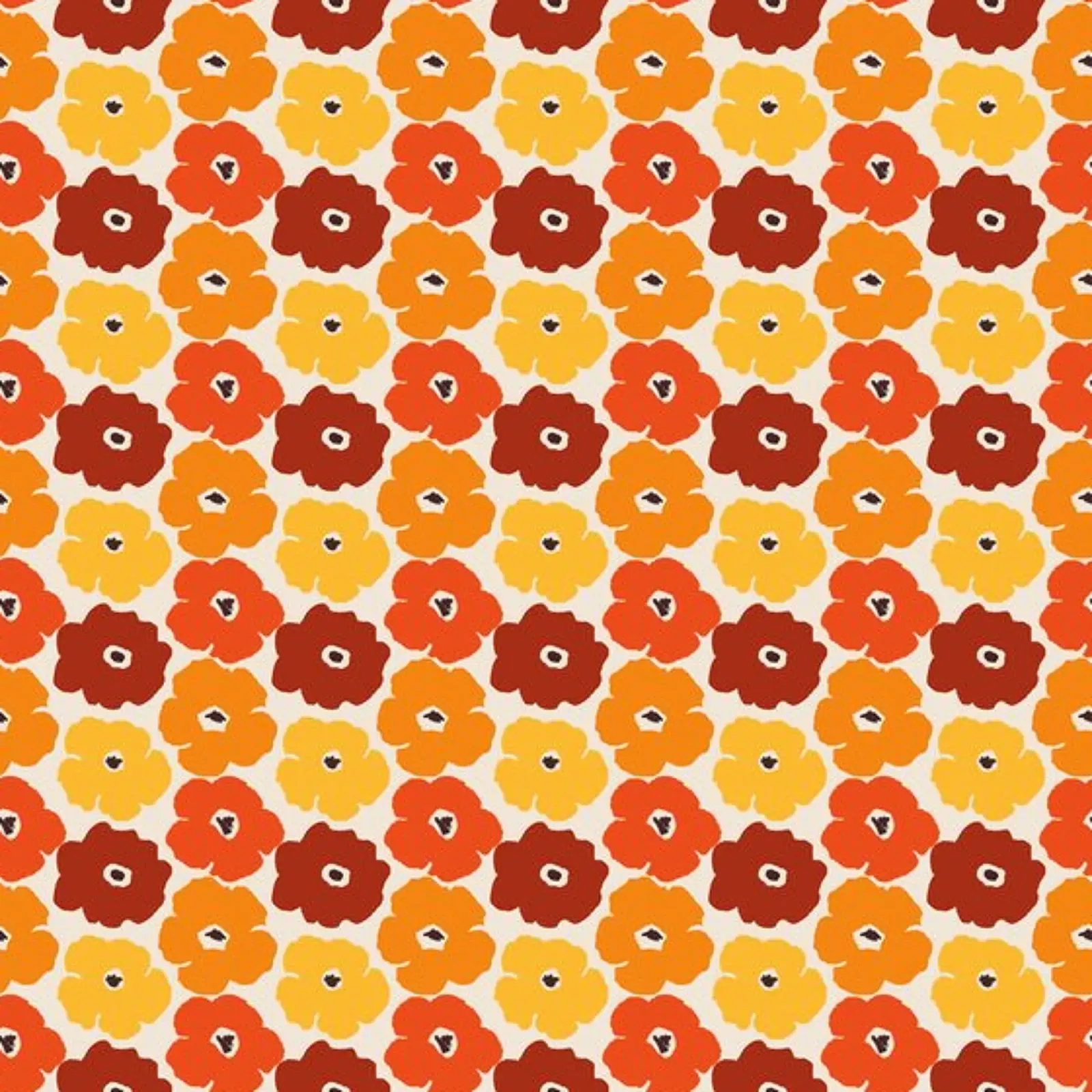 Orange flower pattern, Scandi, 70s forex plate by ms.Hey! textildesign