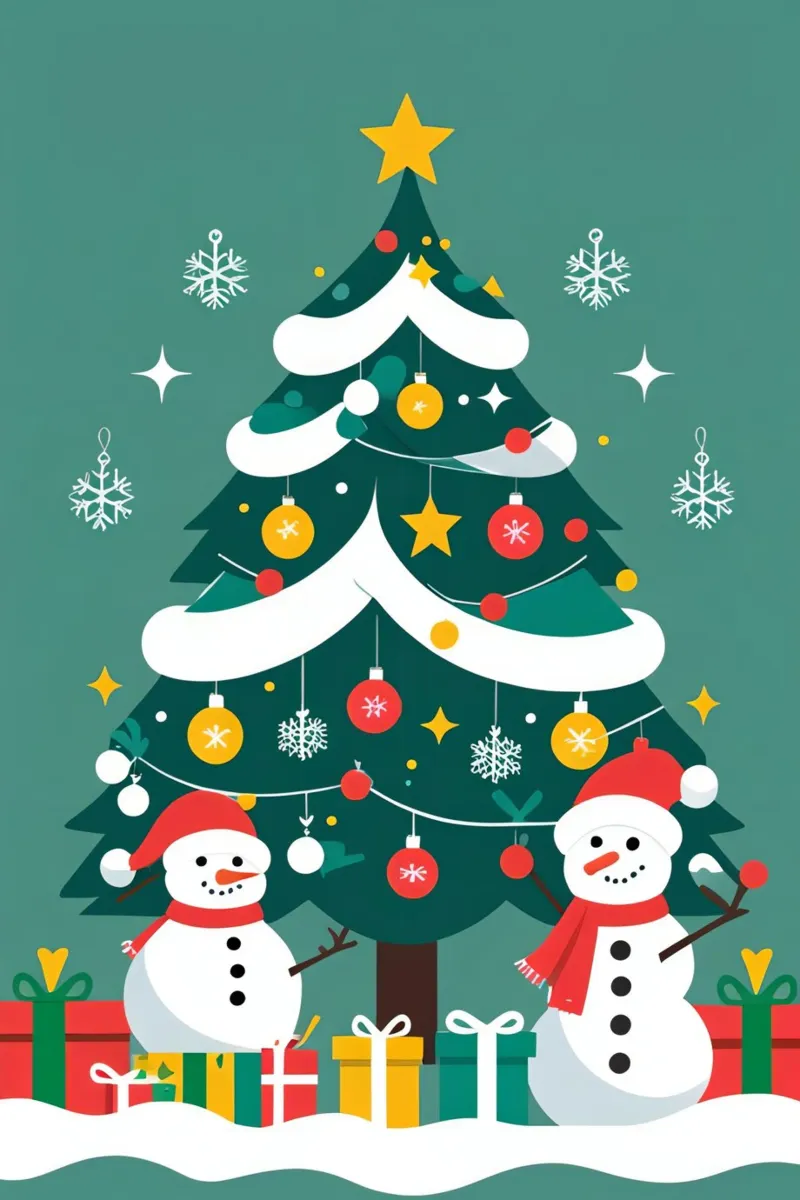Albero di Natale con pupazzi di neve e regali pellicola backlit da DesignDoodle