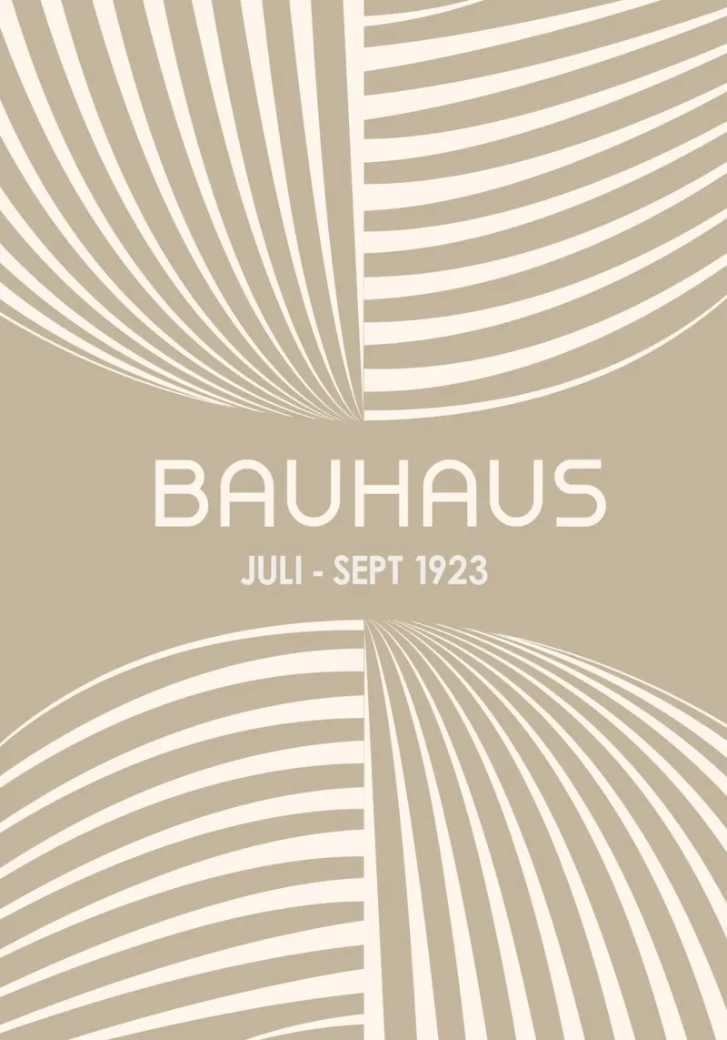 Bauhaus Op Art Print | Beige & Cream Geometric Abstract Stri carta hahnemühle da Grungeo