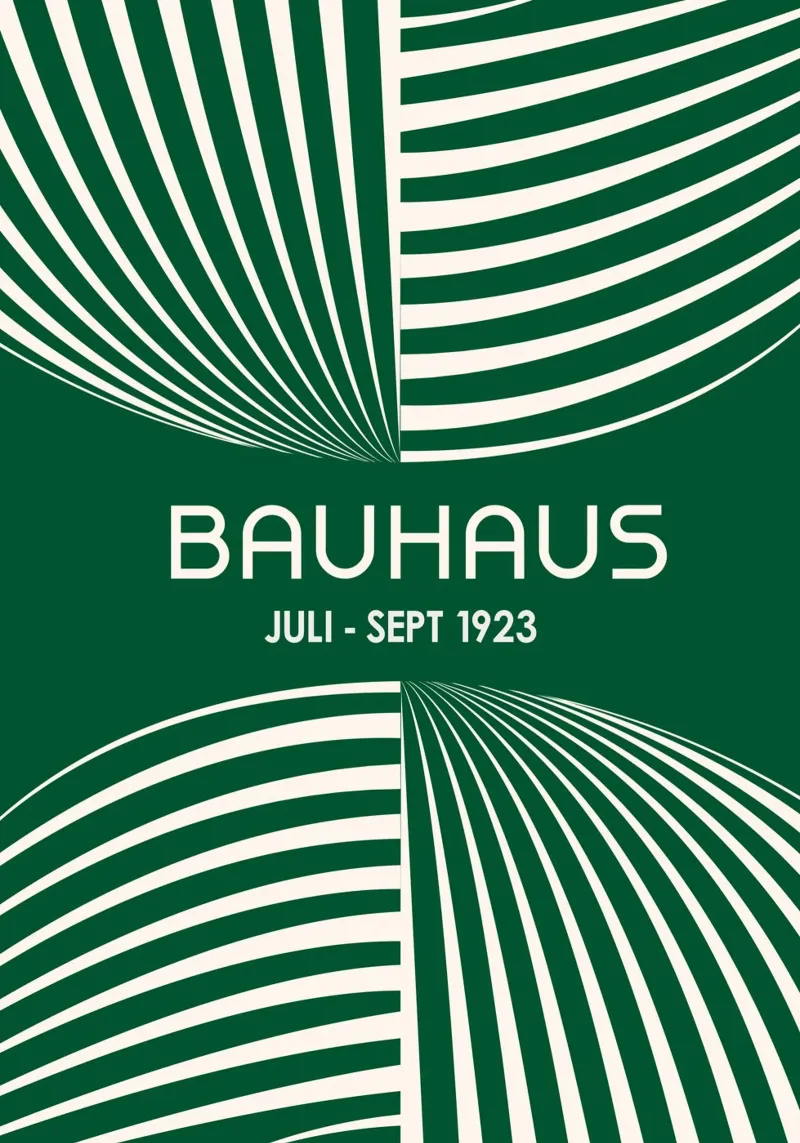 Bauhaus Op Art Print | Verde foresta e crema Geometrico Abstra alluminio dibond da Grungeo