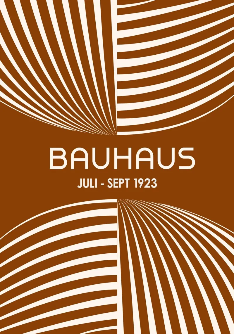 Bauhaus Op Art Print | Bruin & Creme Geometrisch Abstract Stri canvas van Grungeo