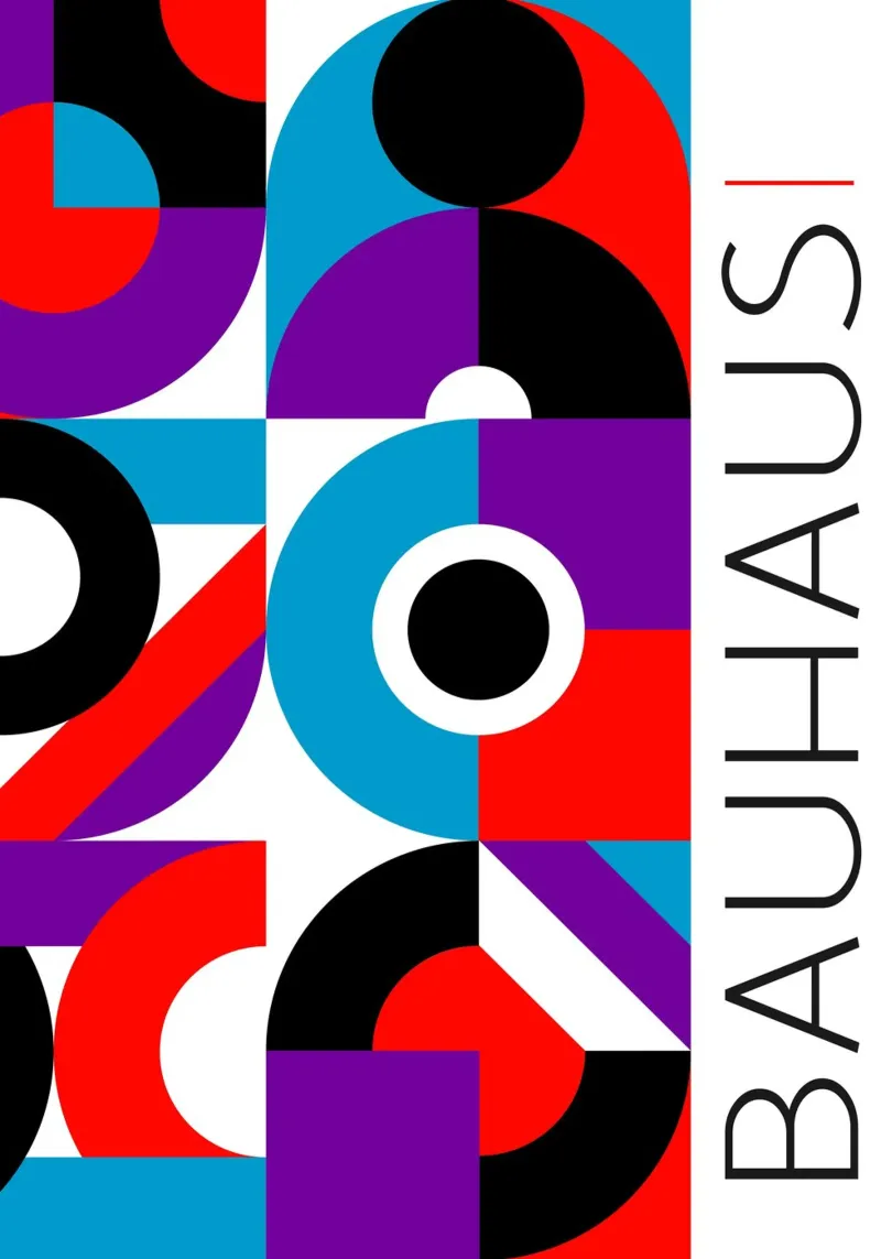 Bauhaus Geometric Abstract Art Print Primary Colors Grid metacrilato de Grungeo