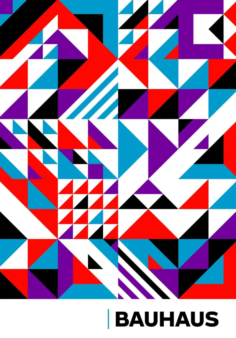 Bauhaus Abstract Geometric Triangles Primary Colors Maximali canvas by Grungeo