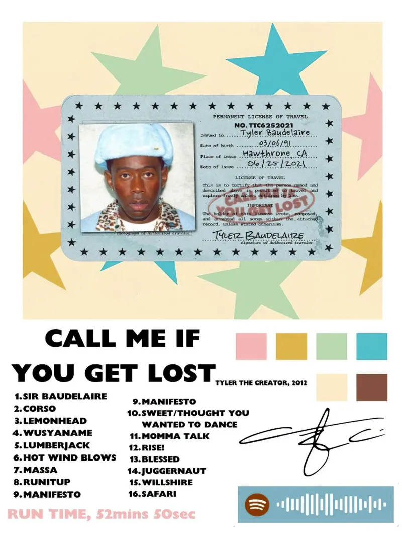 Tyler The Creator Call Me If You Get Lost plexiglass da Roronoa7