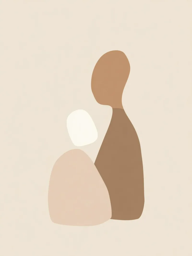 Together – Minimal Abstract Shapes Art in Neutral Colors hahnemühle by Aralyn