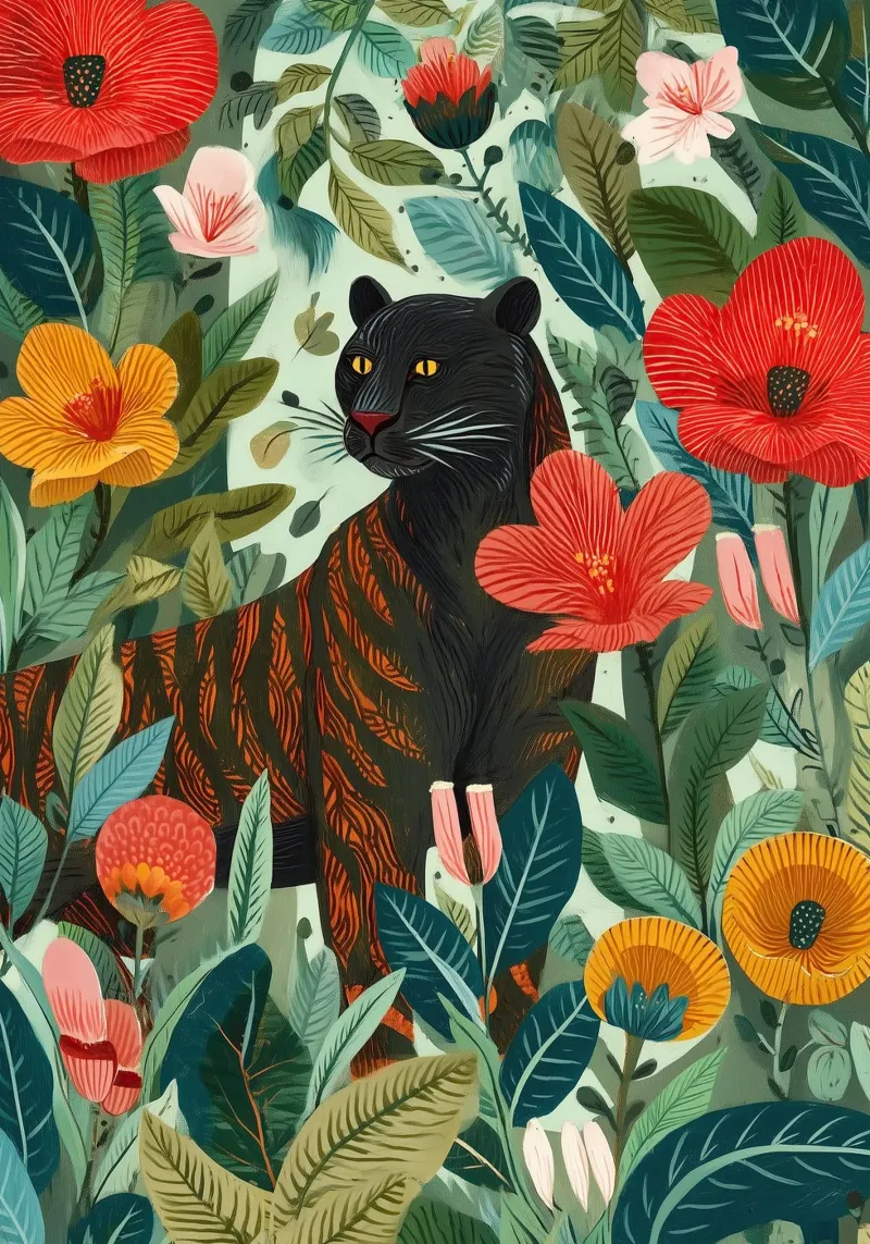 Portrait of a Panther in Bloom I alluminio dibond da Luca