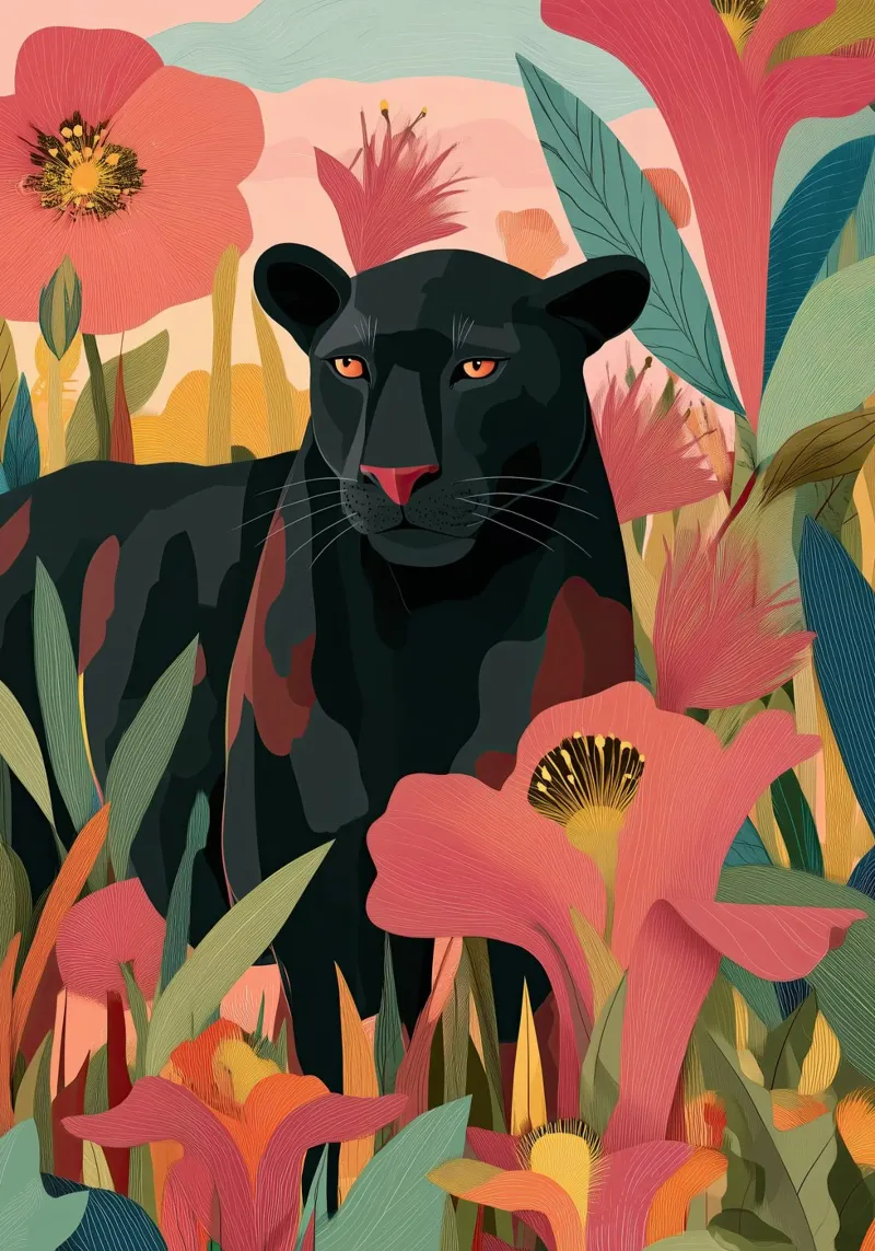 Portrait of a Panther in Bloom II poster da Luca