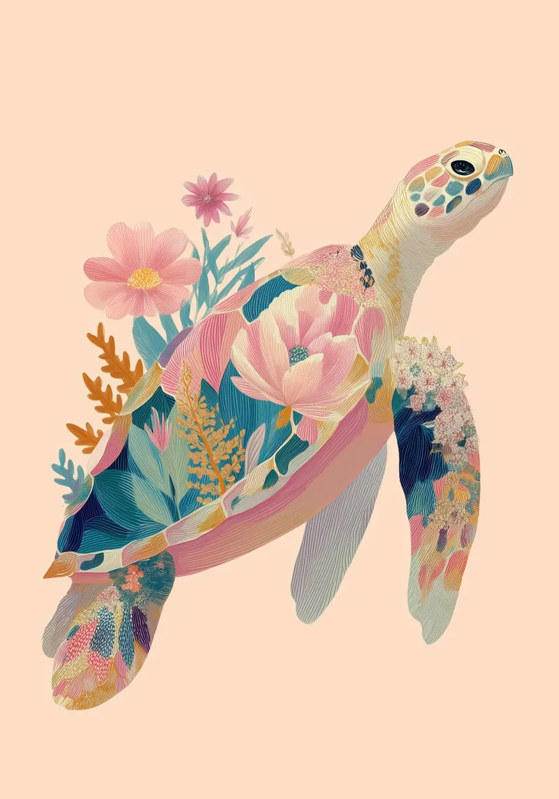Portrait of a Turtle in Bloom lienzo de Luca