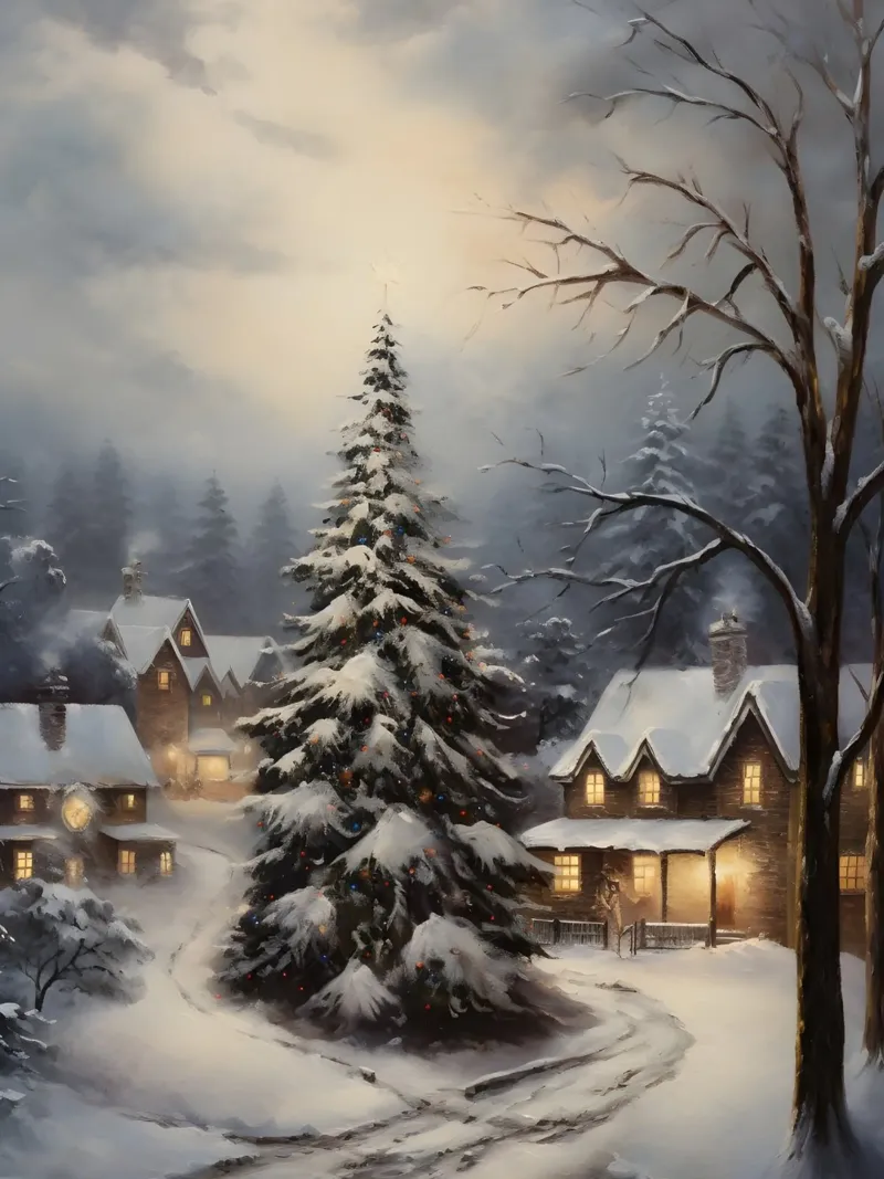 Villaggio natalizio invernale - luci scintillanti e pace nella neve pellicola backlit da Christmas Vibes 2025