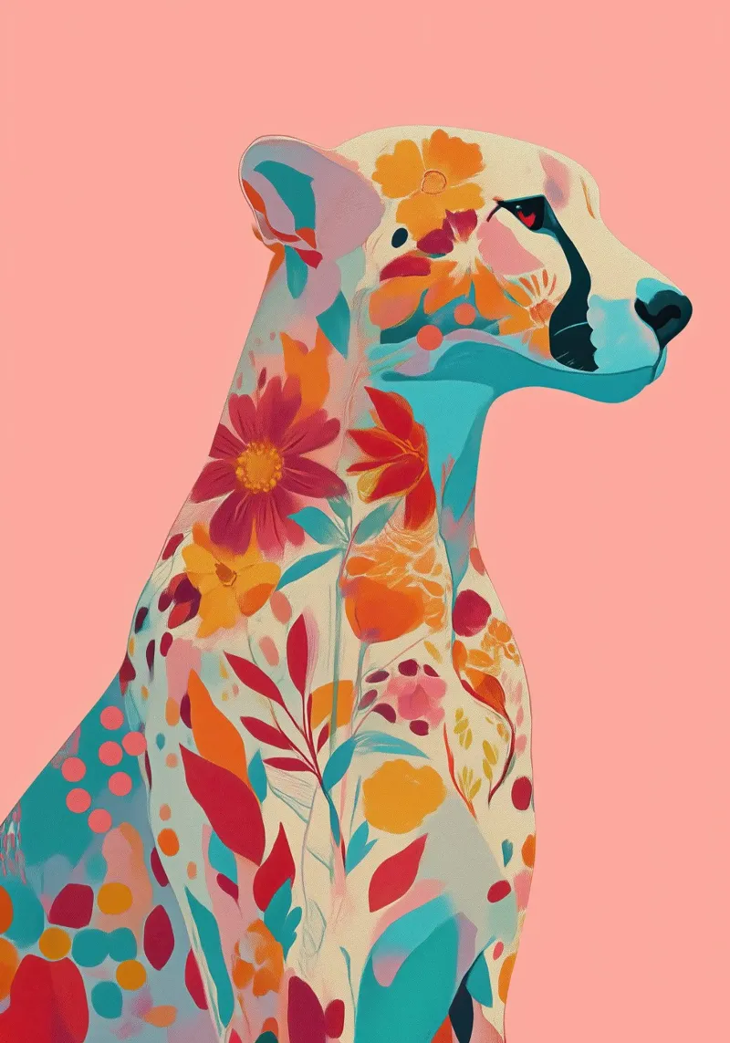 Portrait of a Cheetah in Bloom alluminio dibond da Luca