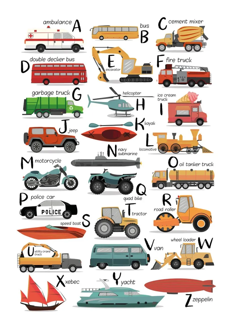 Buntes Transportalphabet Acryl-Glas von Piccalilli Prints