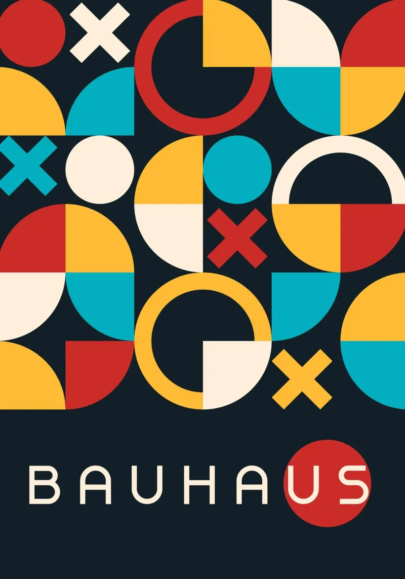Bauhaus Geometric Abstract Pattern - Primary Colors Dark Art canvas by Grungeo