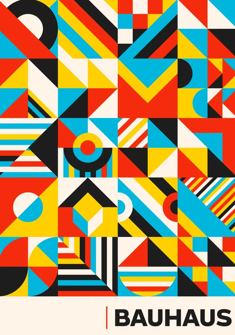 Mosaico astratto geometrico Bauhaus - Pattern di colori primari P alluminio dibond da Grungeo