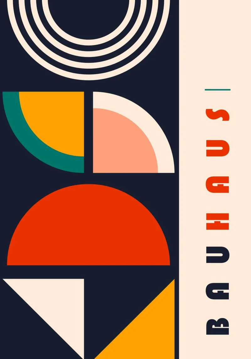 Poster geometrico astratto scuro Bauhaus - archi e triangoli in grassetto carta hahnemühle da Grungeo
