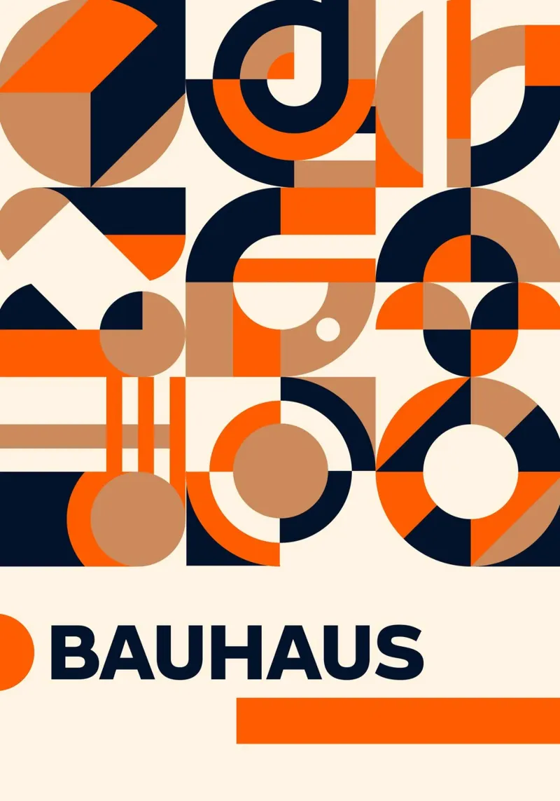 Poster a mosaico Bauhaus Geometry - Tinte calde Navy Abstract Pr carta hahnemühle da Grungeo